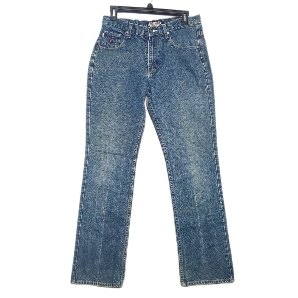 Vintage Crest Jeans Womens‎ 11/12 Blue High Rise Straight Leg Embroidered Y2K